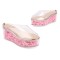 Peep Toe Transparent Shaft Flower Platforms Wedges Sandals Slippers - Gold PVC
