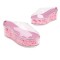 Peep Toe Transparent Shaft Flower Platforms Wedges Sandals Slippers - Pink PVC