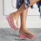 Peep Toe Transparent Shaft Flower Platforms Wedges Sandals Slippers - Silver PVC