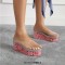 Peep Toe Transparent Shaft Flower Platforms Wedges Sandals Slippers - Silver PVC