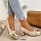 Round Toe Bow Tie Tweed Chunky Heels Pumps - Black Fabric
