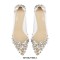 Pointed Toe Stiletto Heels Transparent Rhinestones Princess Pumps - Beige
