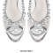 Peep Toe Stiletto Heels Transparent Rhinestones Slingback Princess Pumps - Silver
