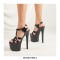 Peep Toe Ankle Buckle Straps Stiletto Heels Platforms Sandals Pumps - Black