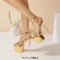 Peep Toe Ultra Stiletto Twirl Heels Platforms Ankle Buckle Straps Sequin Glitters Sandals - Gold Patent