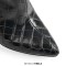 Pointed Toe Chunky Heels Crocodile Pattern Knee Highs Boots - Black Faux Leather