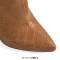 Pointed Toe Chunky Heels Crocodile Pattern Knee Highs Boots - Brown Faux Leather