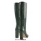 Pointed Toe Chunky Heels Crocodile Pattern Knee Highs Boots - Green Faux Leather
