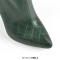 Pointed Toe Chunky Heels Crocodile Pattern Knee Highs Boots - Green Faux Leather