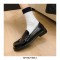 Round Toe British Style Oxford Leather Flats Loafers - Black