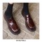 Round Toe British Style Oxford Leather Flats Loafers - Red Brown