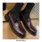 Round Toe British Style Oxford Leather Flats Loafers - Red Brown