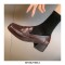 Round Toe British Style Oxford Leather Chunky Heels Loafers - Brown
