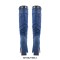 Square Toe Chunky Heels Side Zipper Platforms Knee Highs Buckle Straps Denim Boots - Blue