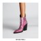 Pointed Toe Rhinestone Flames Chunky Heels Side Zipper Western Boots - Gold