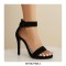 Peep Toe Stiletto Heels Ankle Buckle Straps Half Dorsay Sandals - Black