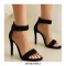 Peep Toe Stiletto Heels Ankle Buckle Straps Half Dorsay Sandals - Black