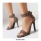 Peep Toe Stiletto Heels Ankle Buckle Straps Half Dorsay Sandals - Khaki
