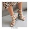 Peep Toe Stiletto Heels Ankle Back Lace Up Gladiator Sandals - Beige