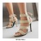 Peep Toe Stiletto Heels Ankle Back Lace Up Gladiator Sandals - Beige