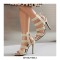 Peep Toe Stiletto Heels Ankle Back Lace Up Gladiator Sandals - Beige
