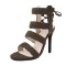 Peep Toe Stiletto Heels Ankle Back Lace Up Gladiator Sandals - Army Green