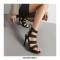 Peep Toe Stiletto Heels Ankle Back Lace Up Gladiator Sandals - Army Green