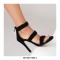 Peep Toe Stiletto Heels Ankle Straps Back Zipper Sandals - Black