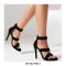 Peep Toe Stiletto Heels Ankle Straps Back Zipper Sandals - Black