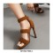 Peep Toe Stiletto Heels Ankle Straps Back Zipper Sandals - Auburn