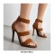 Peep Toe Stiletto Heels Ankle Straps Back Zipper Sandals - Auburn
