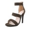 Peep Toe Stiletto Heels Ankle Straps Back Zipper Sandals - Army Green