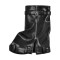 Round Toe Fold Over Mid Calf Knee Highs Lock Decorated Wedges Boots - Black Faux Leather