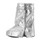 Round Toe Fold Over Mid Calf Knee Highs Lock Decorated Wedges Boots - Silver Faux Leather