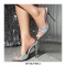 Pointed Toe Stiletto Heels Glitters Slippers Sandals - Silver