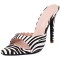 Pointed Toe Stiletto Heels Zebra Pattern Slippers Sandals - Black White