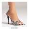 Pointed Toe Stiletto Heels Zebra Pattern Slippers Sandals - Black White