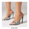 Pointed Toe Stiletto Heels Zebra Pattern Slippers Sandals - Black White