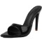 Pointed Toe Patent Stiletto Heels Slippers Sandals - Black