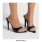 Pointed Toe Patent Stiletto Heels Slippers Sandals - Black