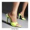 Pointed Toe Patent Stiletto Heels Slippers Sandals - Light Green