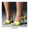 Pointed Toe Patent Stiletto Heels Slippers Sandals - Light Green