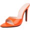 Pointed Toe Patent Stiletto Heels Slippers Sandals - Orange
