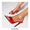 Pointed Toe Patent Stiletto Heels Slippers Sandals - Red