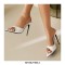 Pointed Toe Patent Stiletto Heels Slippers Sandals - White