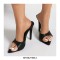 Pointed Toe Stiletto Heels Slippers Sandals - Black