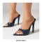 Pointed Toe Stiletto Heels Slippers Sandals - Blue