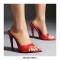 Pointed Toe Stiletto Heels Slippers Sandals - Red