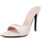 Pointed Toe Stiletto Heels Slippers Sandals - White