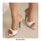 Pointed Toe Stiletto Heels Slippers Sandals - White